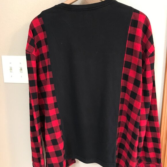 Christmas Flannel, Size M to XL: Upcycled Red Plaid Shirt, Nativity Scene Top - Picture 6 of 10